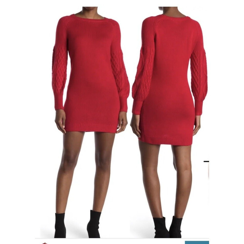 Bb Dakota by Steve Madden Seen Cable Knit Sleeve Sweater Dress, Size L A003053